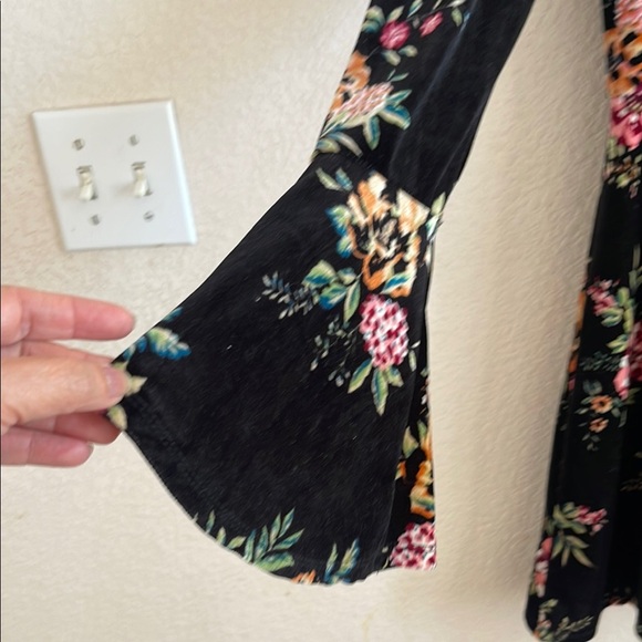 Black Fit and Flare Dress with Bell Sleeves and Mock Neck - Picture 3 of 5